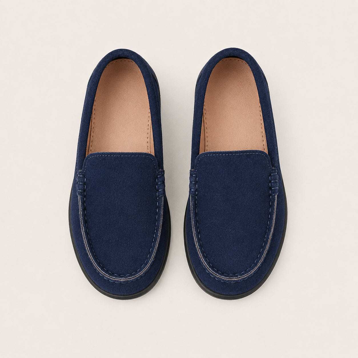 Mocassins enfant daim antidérapants - vue du dessus