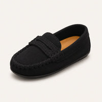 Mocassins Enfant En Simili-Cuir Noir - vue 3/4