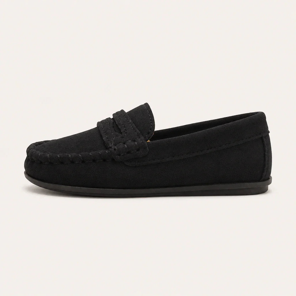 Mocassins Enfant En Simili-Cuir Noir - vue de côté