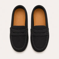Mocassins Enfant En Simili-Cuir Noir - vue du dessus