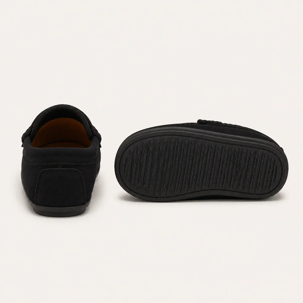 Mocassins Enfant En Simili-Cuir Noir - vue de la semelle