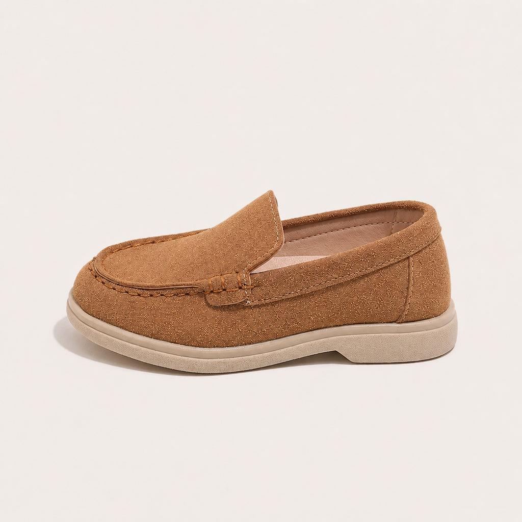 Mocassins enfants suède antidérapants - vue de côté