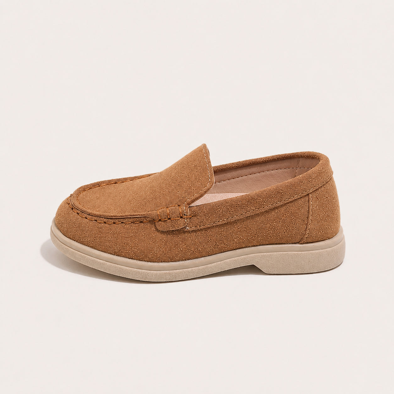 Mocassins enfants suède antidérapants - vue de côté