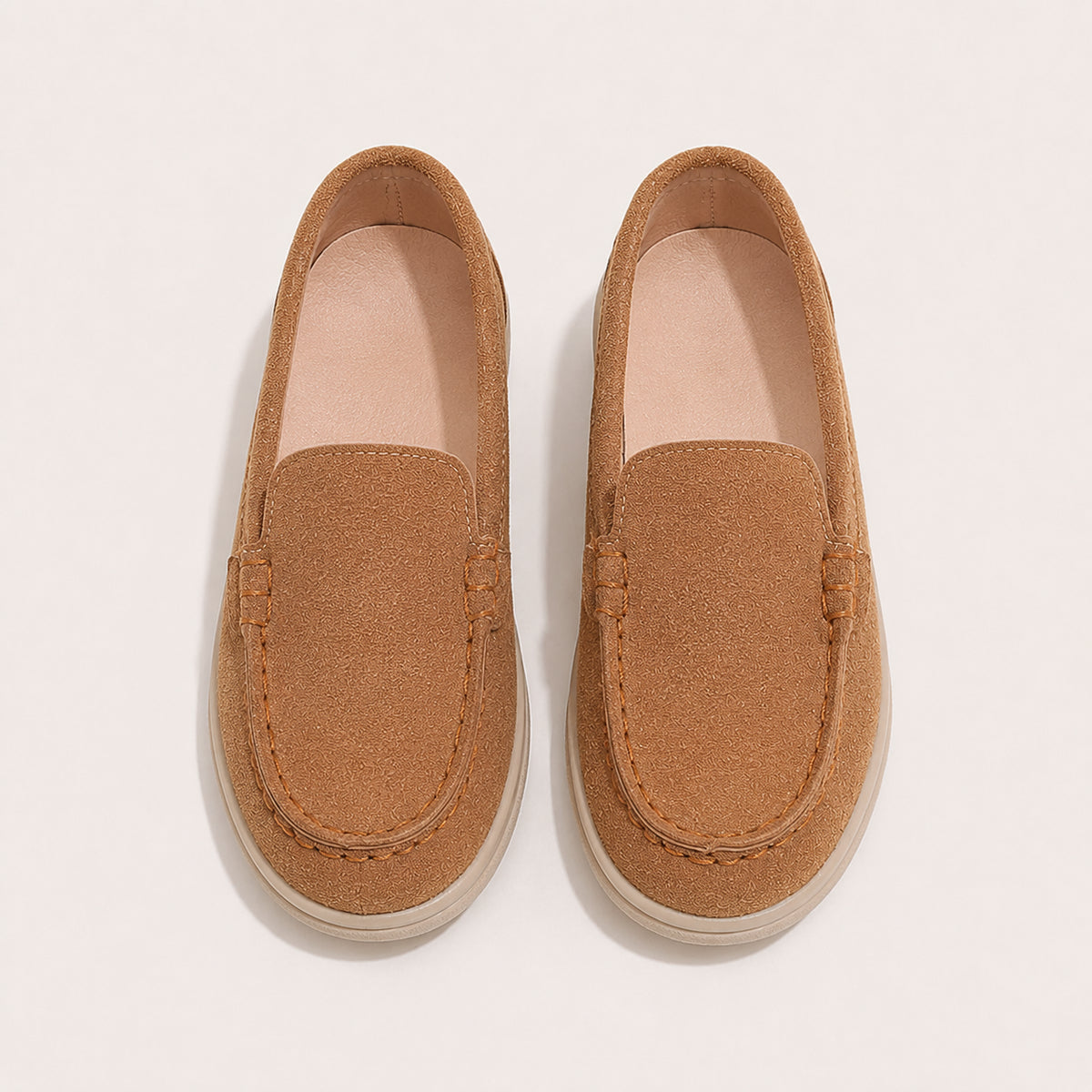 Mocassins enfants suède antidérapants - vue du dessus