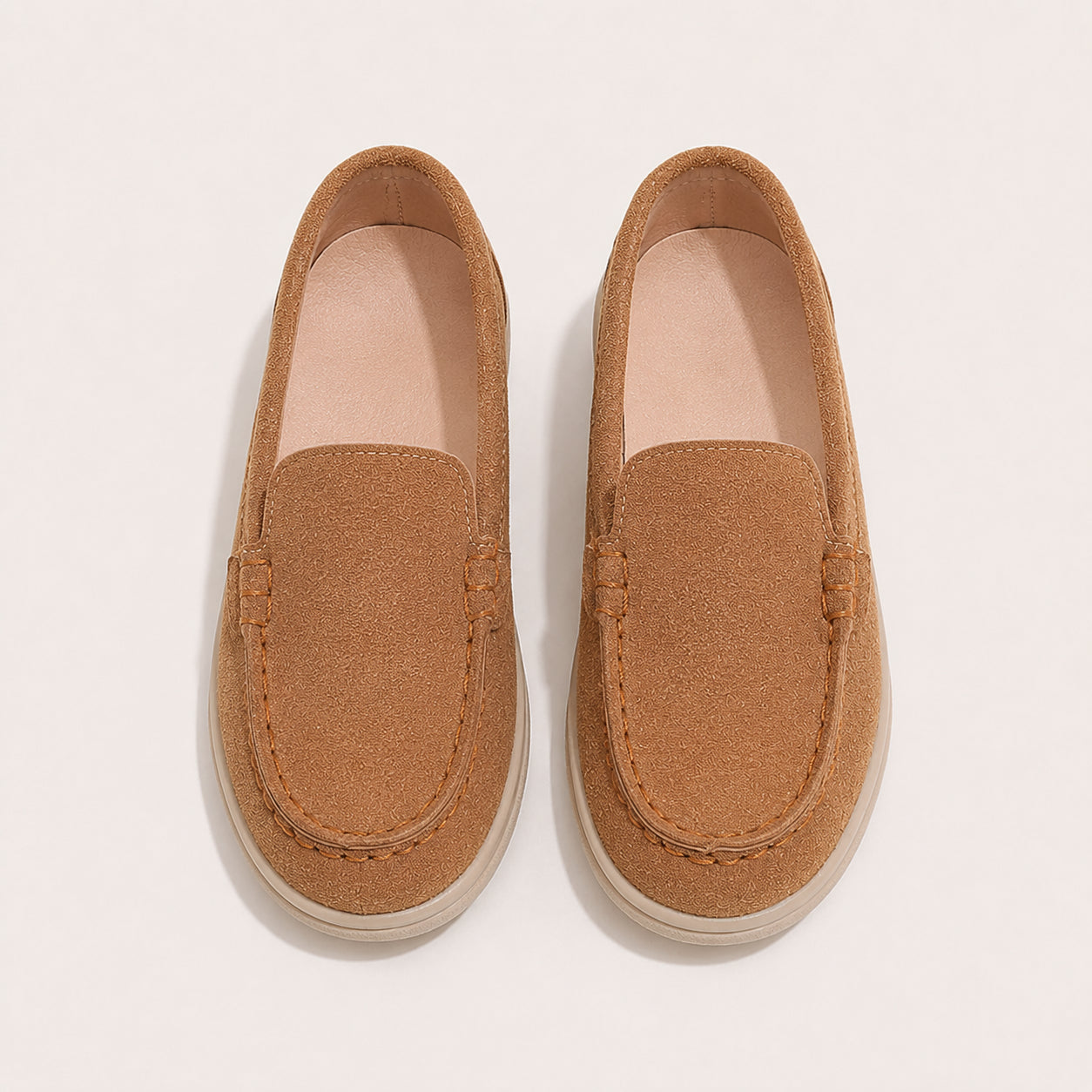 Mocassins enfants suède antidérapants - vue du dessus