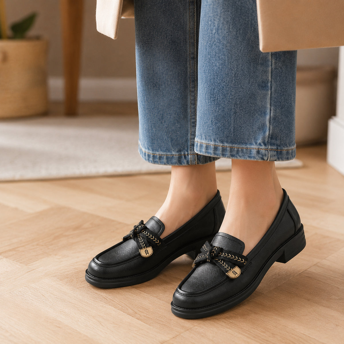 Mocassins Femme Automne À Bout Rond - porté