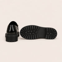 Mocassins Femme En Simili-Cuir À Plateforme Avec Chaîne En Métal - vue de la semelle