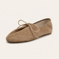 Mocassins Femme En Suédine À Lacets - vue 3/4