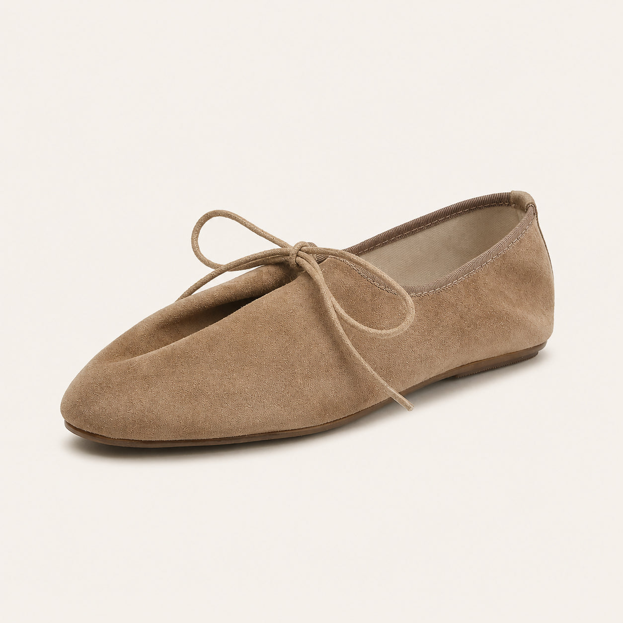 Mocassins Femme En Suédine À Lacets - vue 3/4