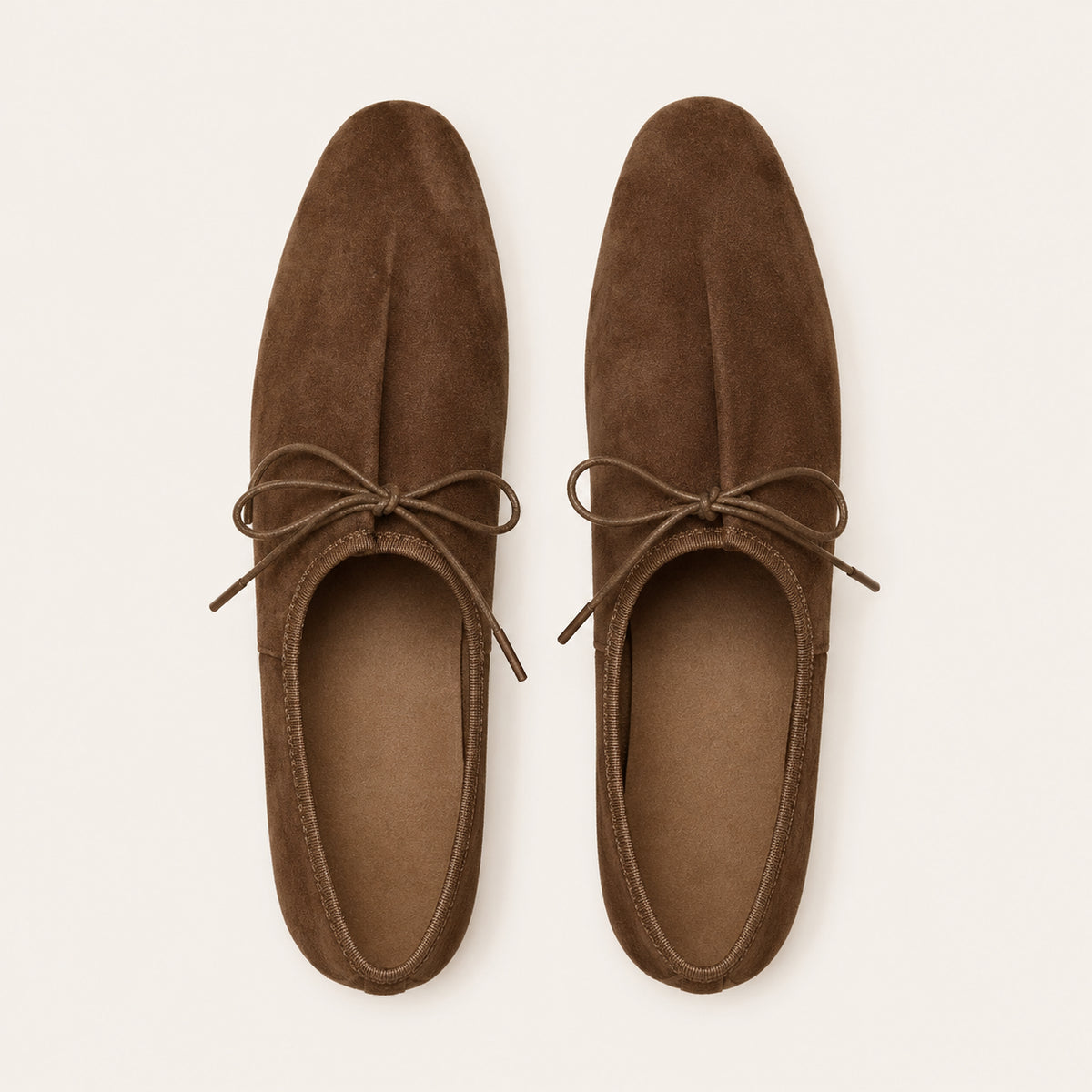 Mocassins Femme Printemps En Suédine À Lacets - vue du dessus