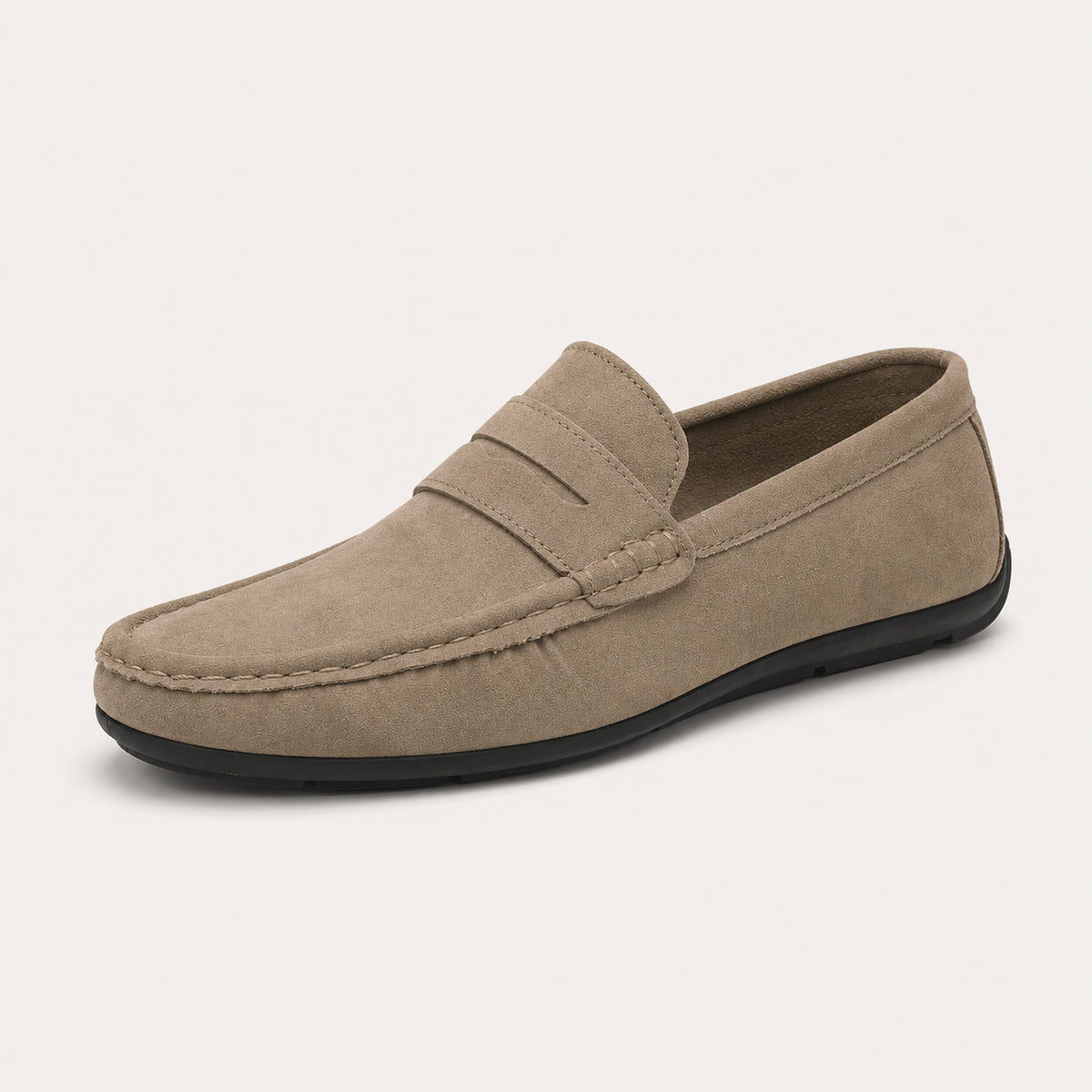 Mocassins Homme Beige En Suédine - vue 3/4