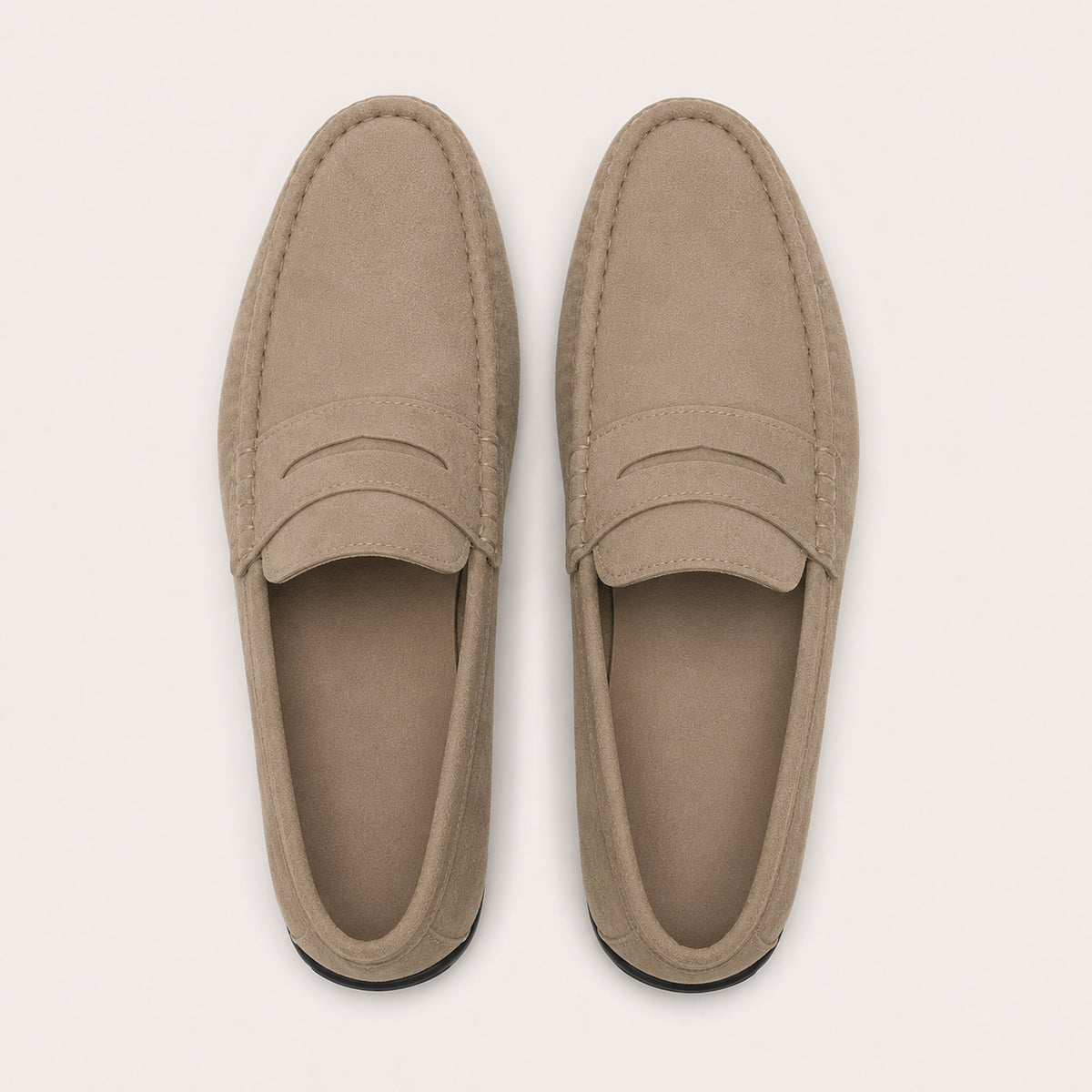 Mocassins Homme Beige En Suédine - vue du dessus