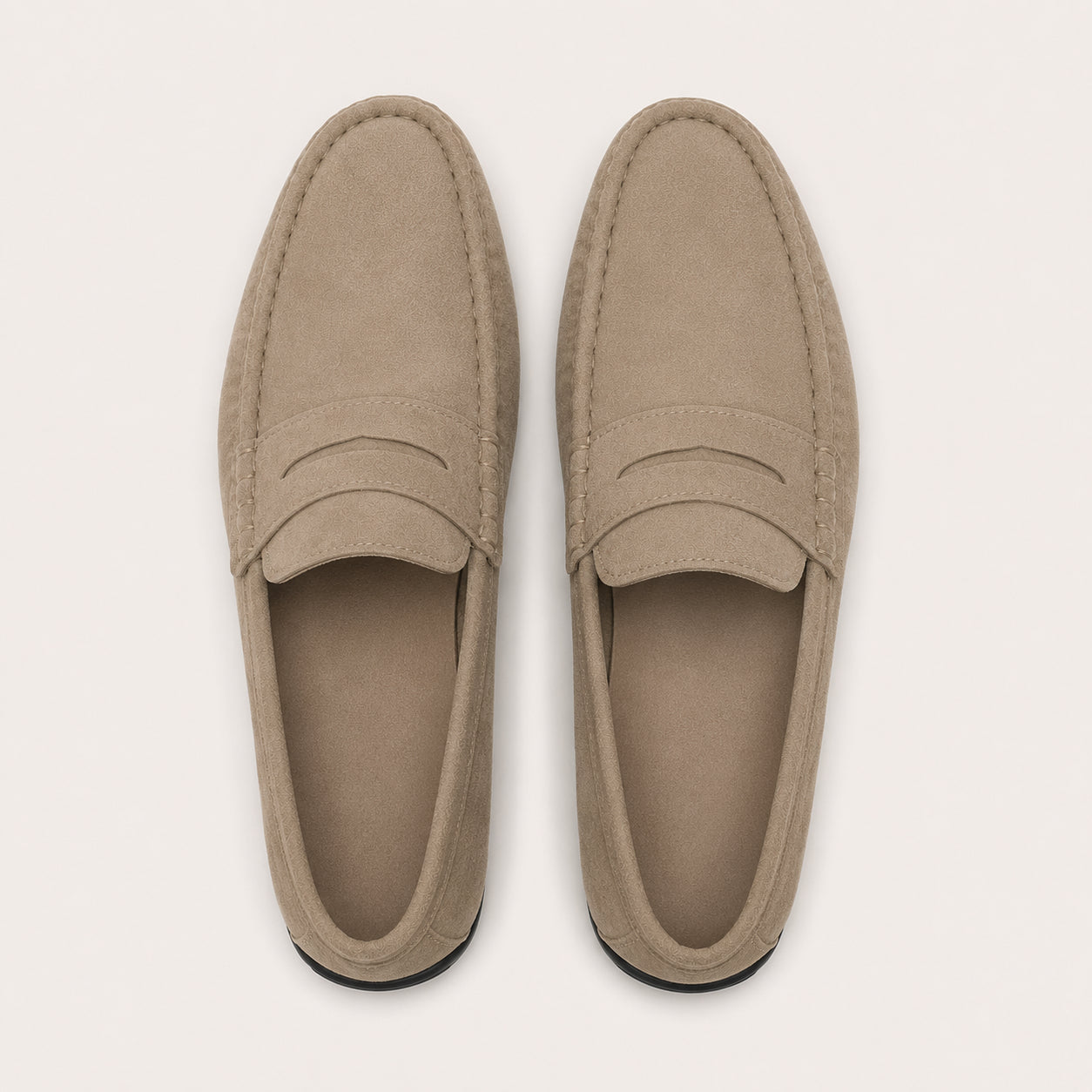 Mocassins Homme Beige En Suédine - vue du dessus