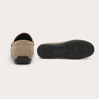 Mocassins Homme Beige En Suédine - vue de la semelle