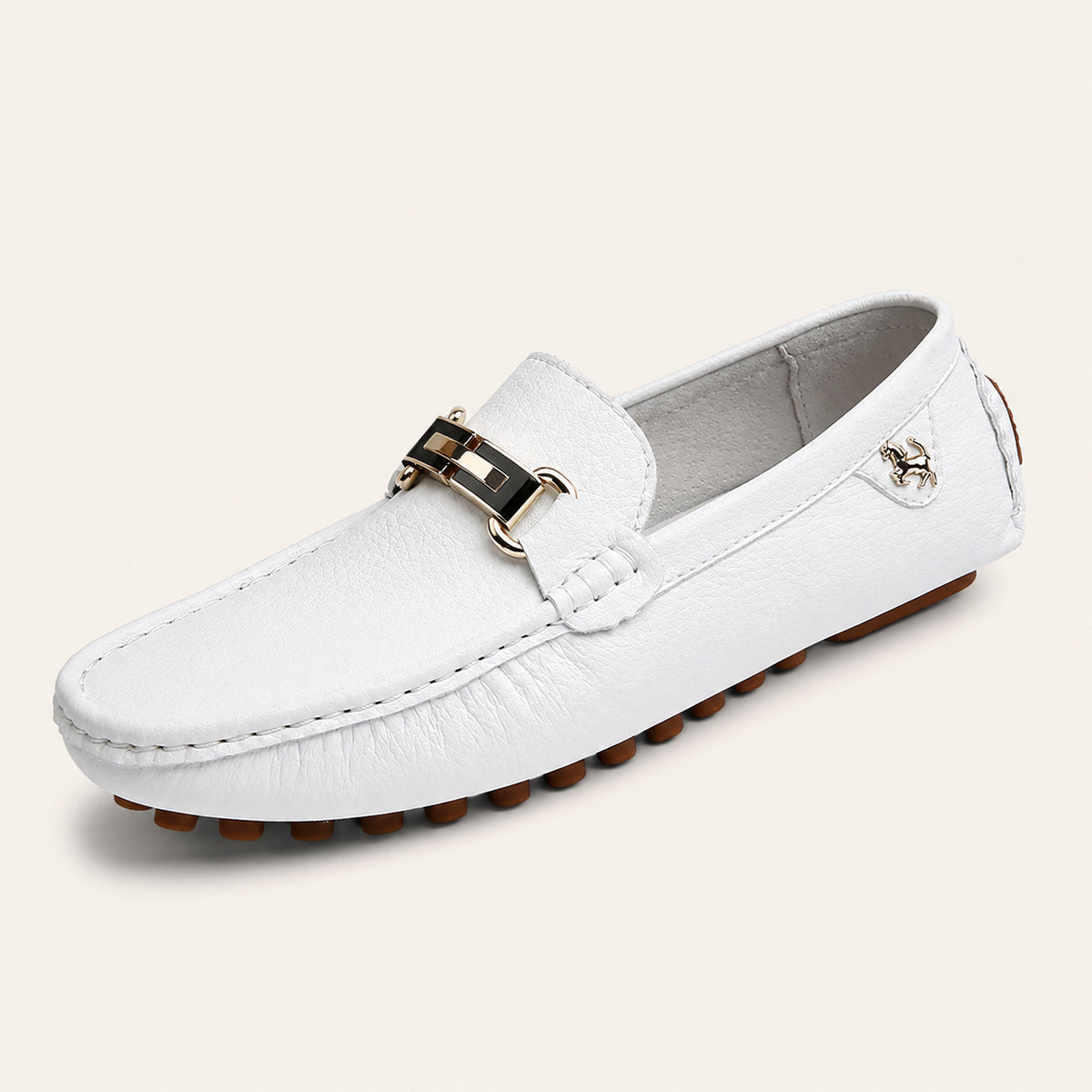 Mocassins Homme Blancs En Simili-Cuir - vue 3/4