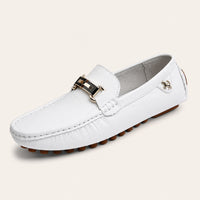 Mocassins Homme Blancs En Simili-Cuir - vue 3/4