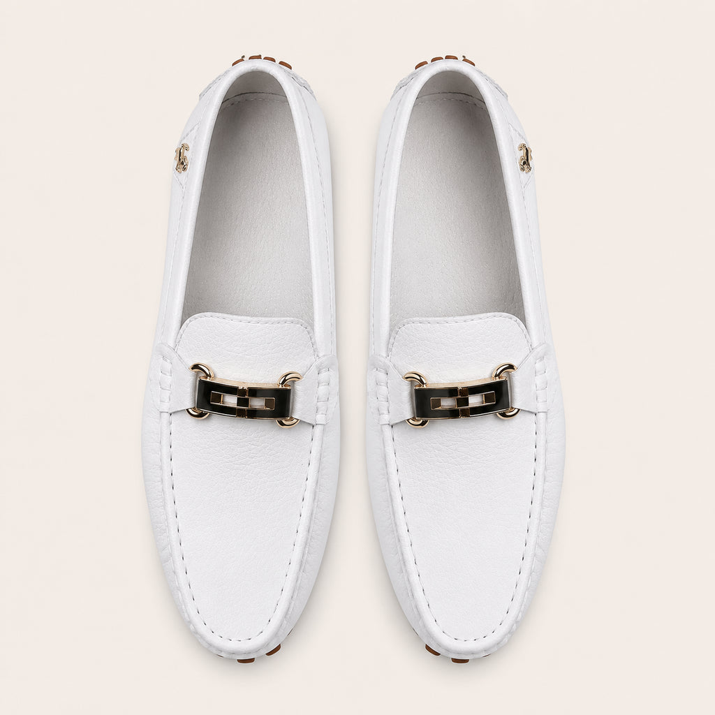 Mocassins Homme Blancs En Simili-Cuir - vue du dessus
