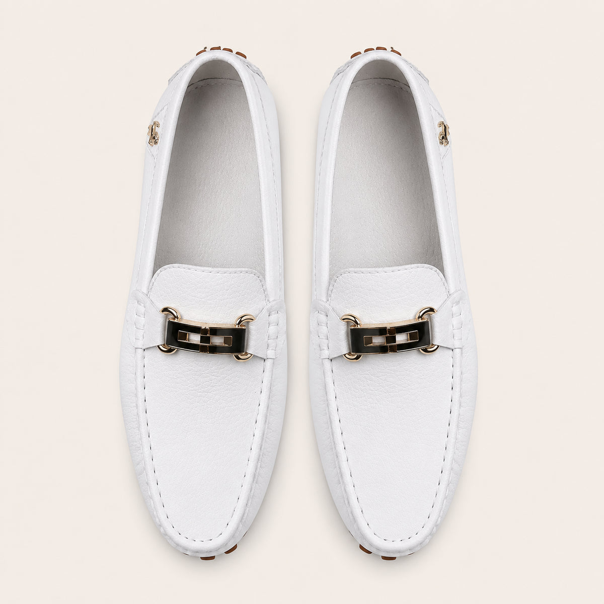 Mocassins Homme Blancs En Simili-Cuir - vue du dessus