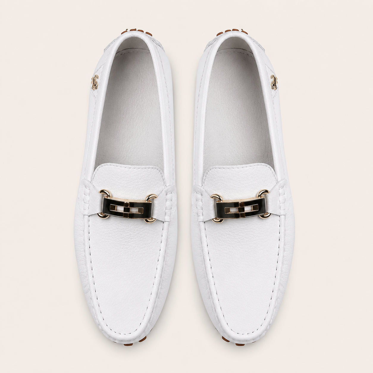 Mocassins Homme Blancs En Simili-Cuir - vue du dessus