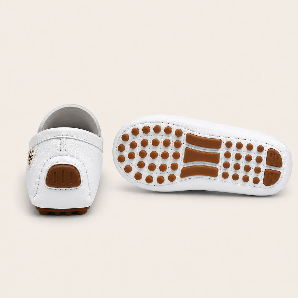 Mocassins Homme Blancs En Simili-Cuir - vue de la semelle