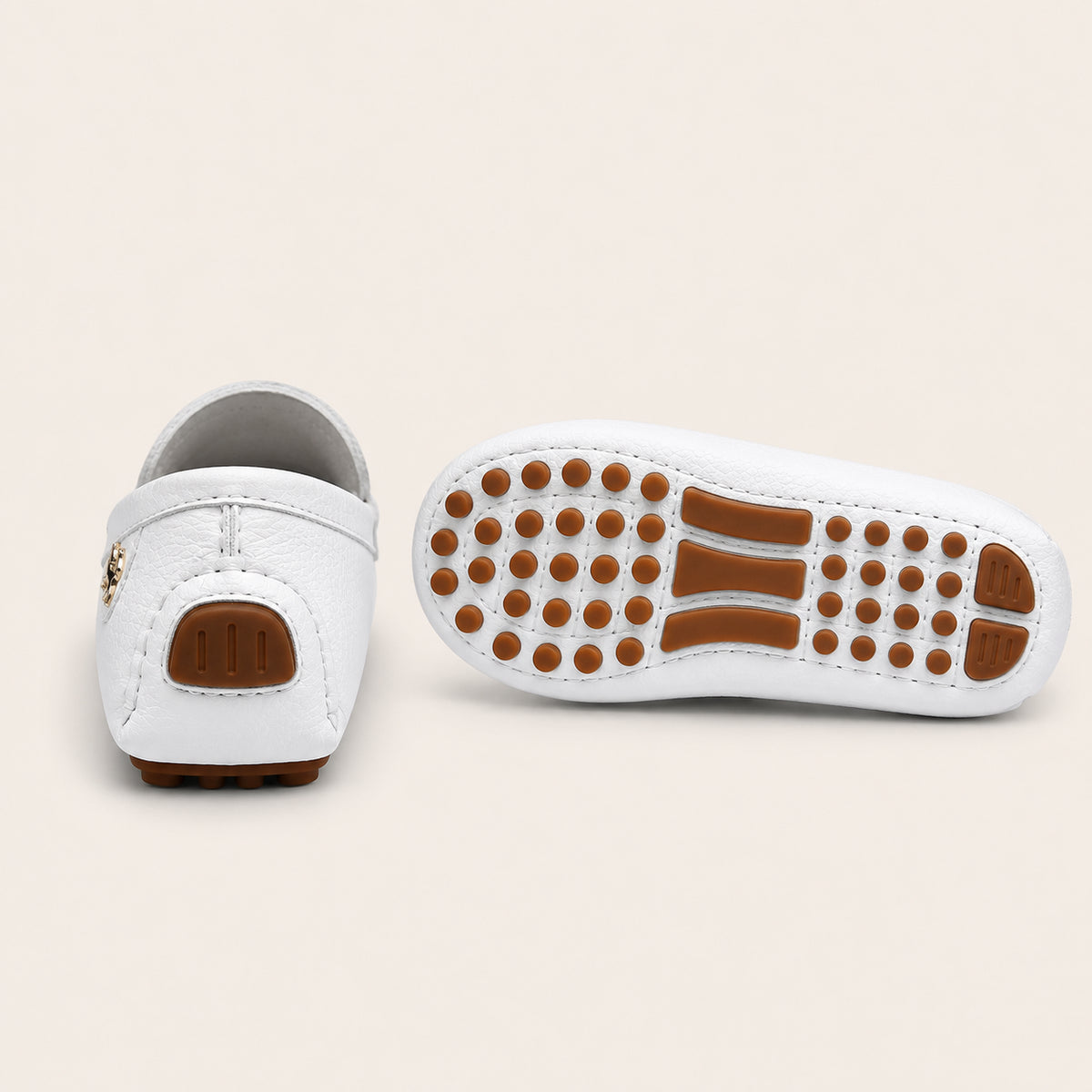 Mocassins Homme Blancs En Simili-Cuir - vue de la semelle