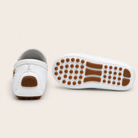 Mocassins Homme Blancs En Simili-Cuir - vue de la semelle