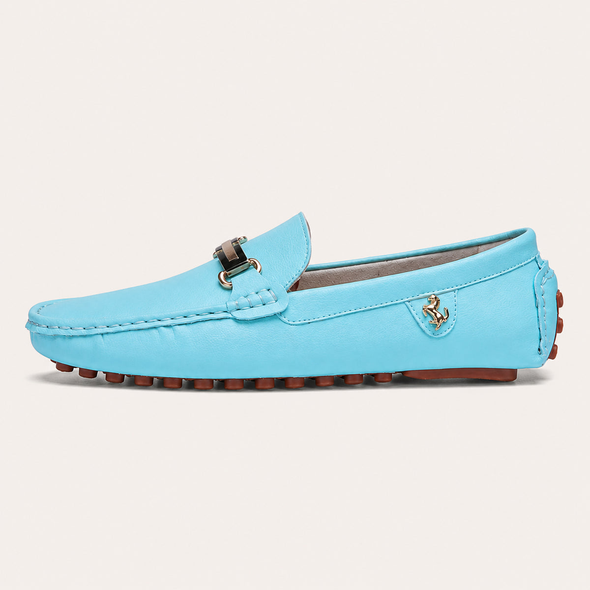 Mocassins Homme Bleu Clair En Similicuir - vue de côté