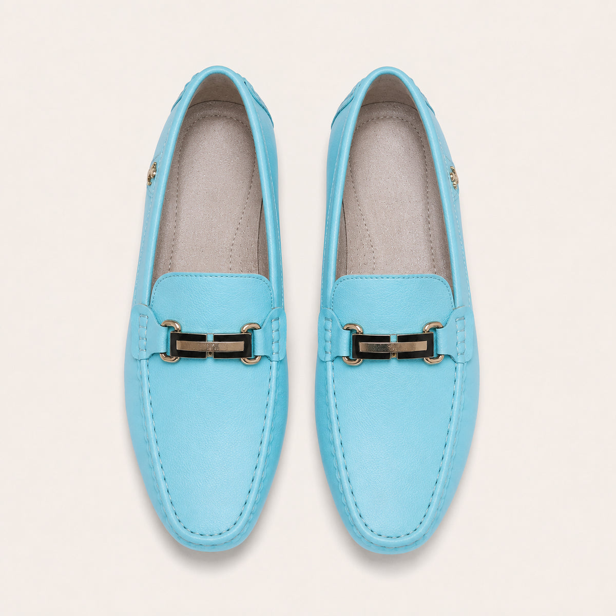 Mocassins Homme Bleu Clair En Similicuir - vue du dessus