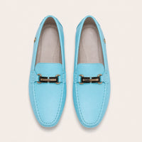 Mocassins Homme Bleu Clair En Similicuir - vue du dessus