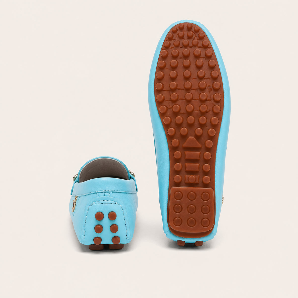 Mocassins Homme Bleu Clair En Similicuir - vue de la semelle