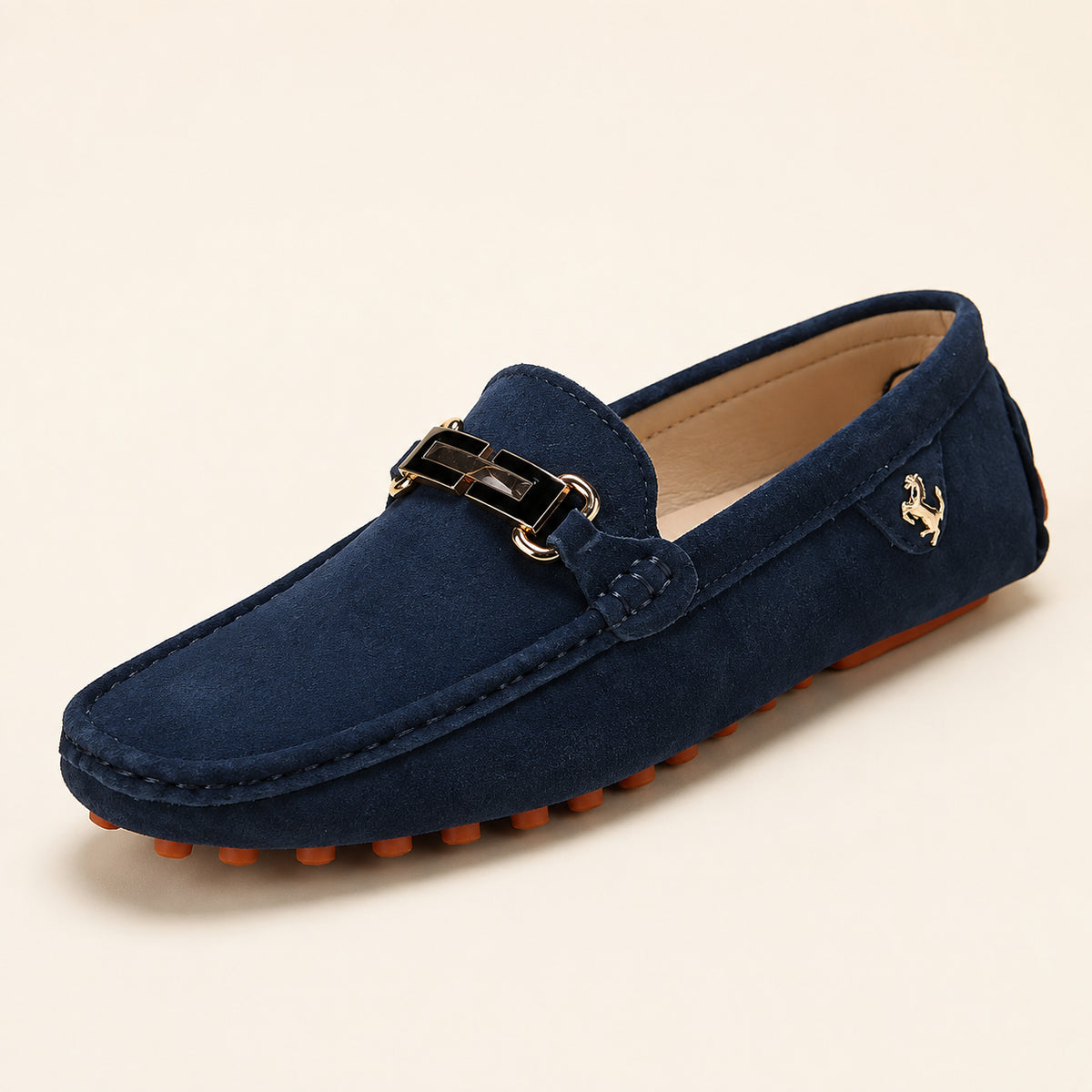 Mocassins Homme Bleus En Cuir Suédé - vue 3/4