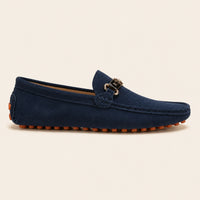 Mocassins Homme Bleus En Cuir Suédé - vue du dessus