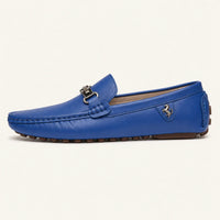Mocassins Homme Bleus En Simili-Cuir - vue de côté