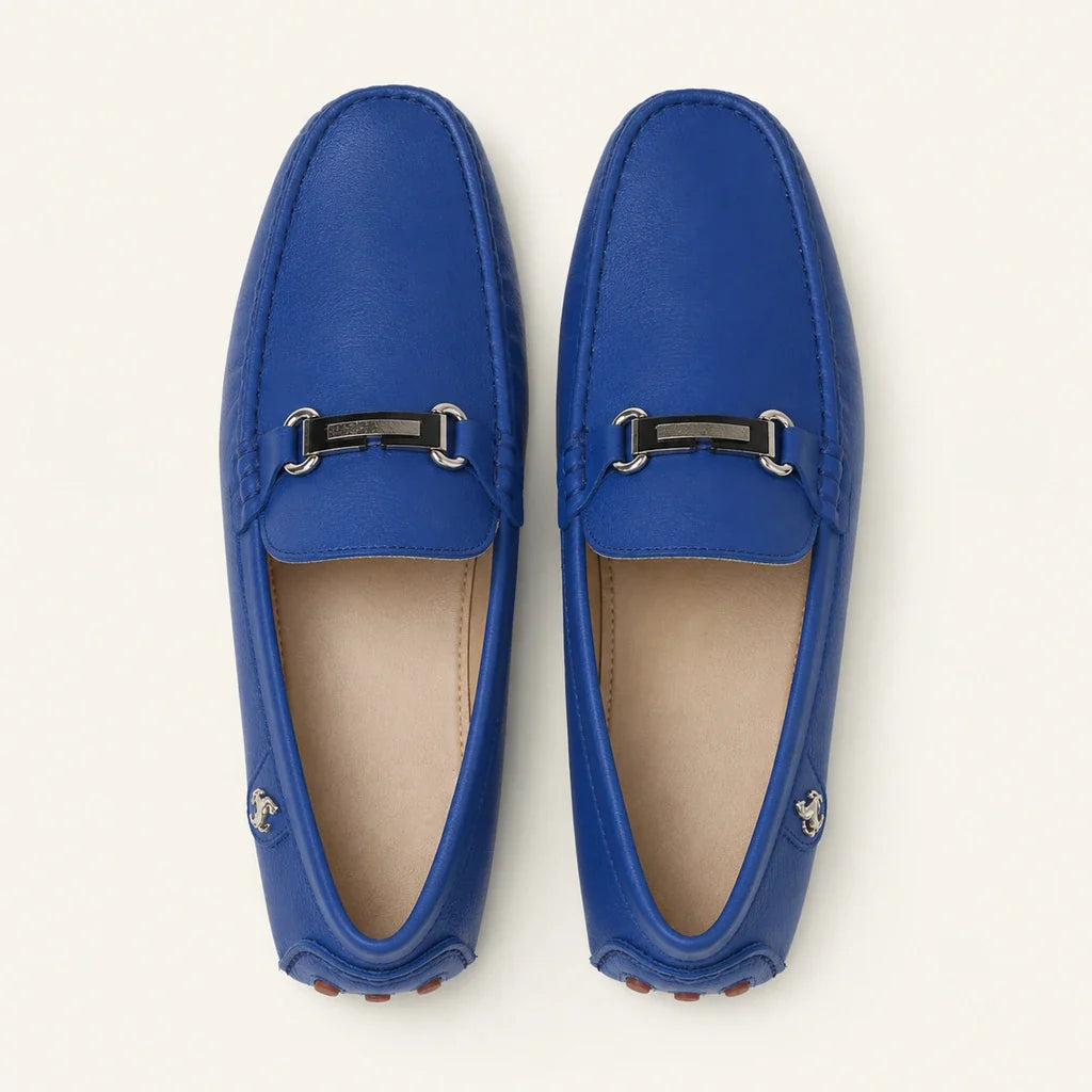 Mocassins Homme Bleus En Simili-Cuir - vue du dessus