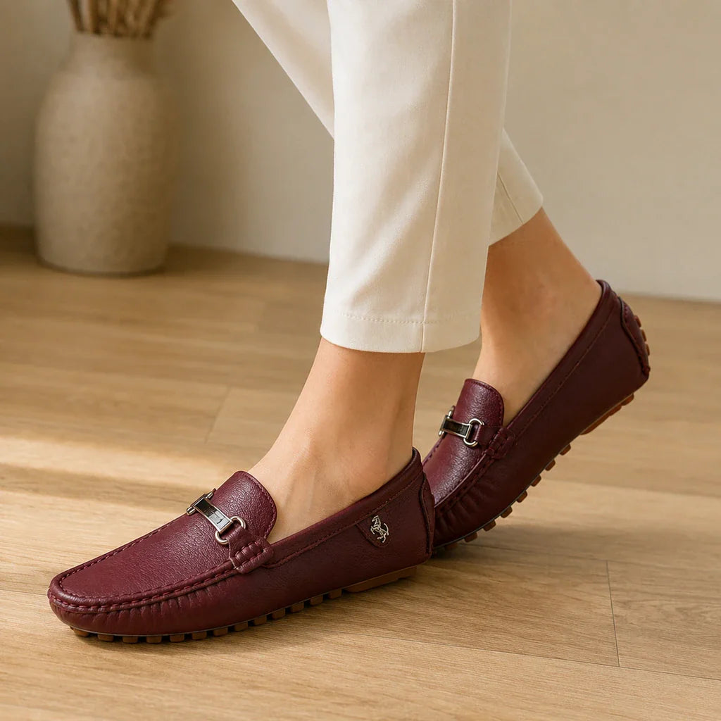 Mocassins Homme Bordeaux - porté