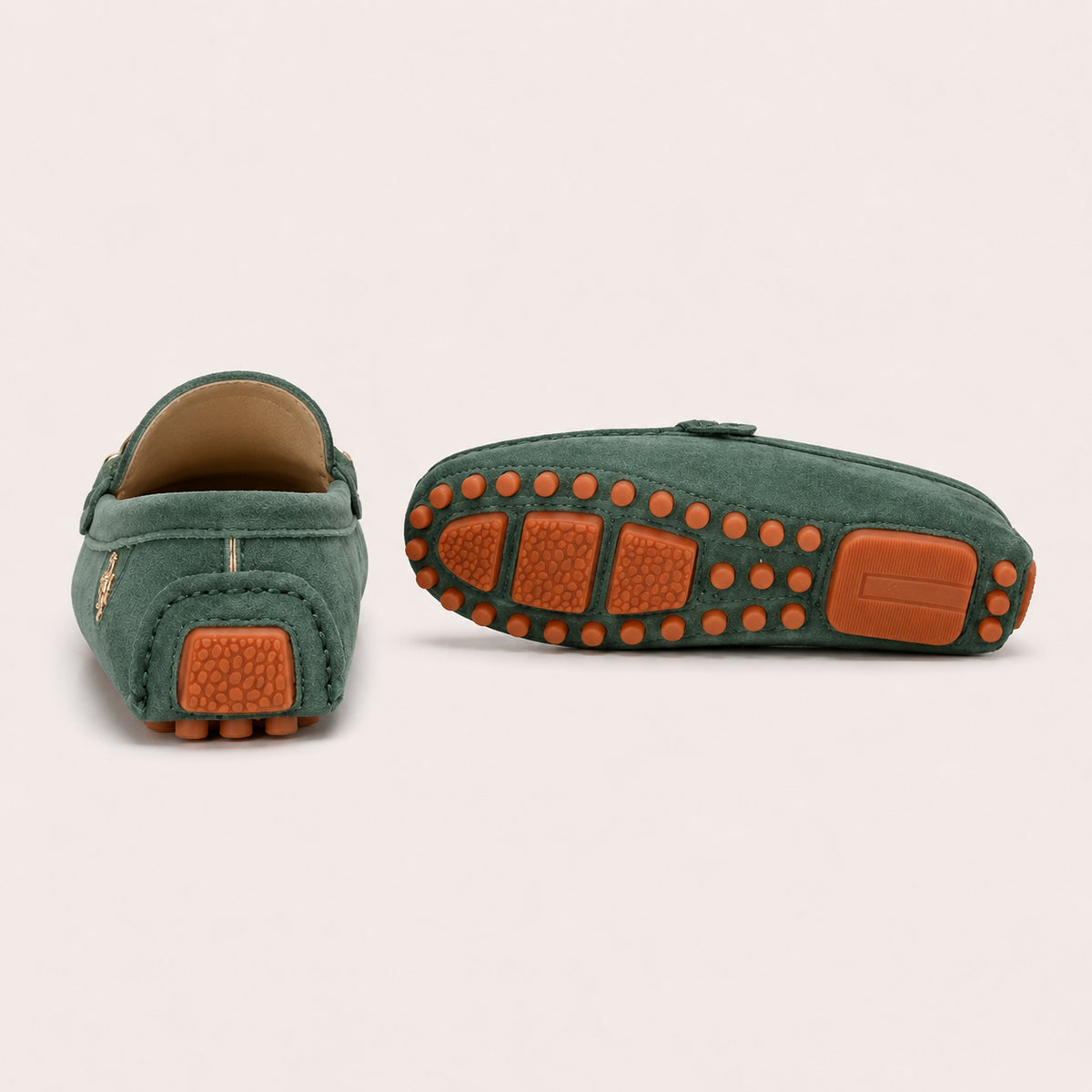 Mocassins Homme En Daim Vert - vue 3/4