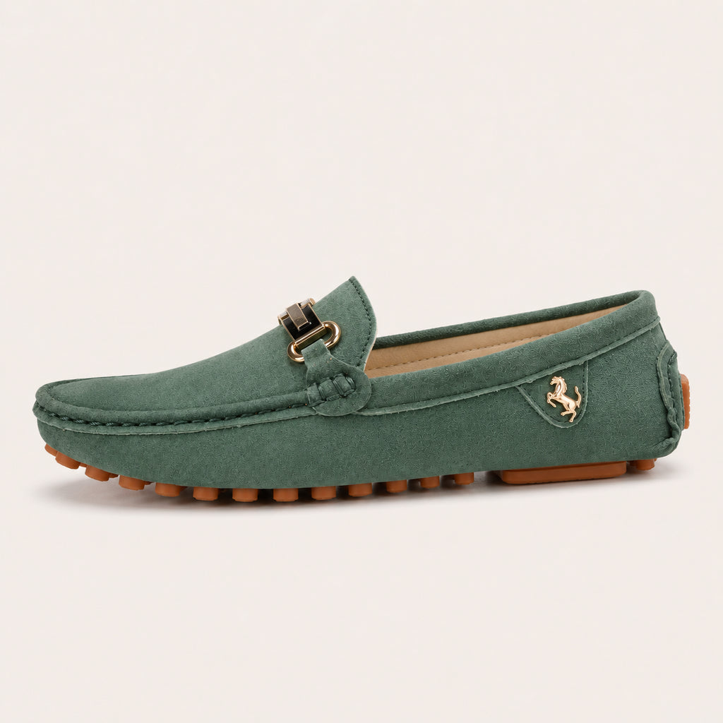 Mocassins Homme En Daim Vert - vue de côté