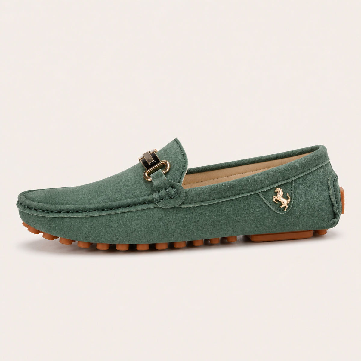 Mocassins Homme En Daim Vert - vue de côté
