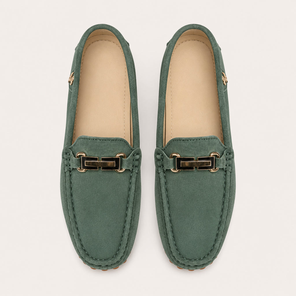 Mocassins Homme En Daim Vert - vue du dessus