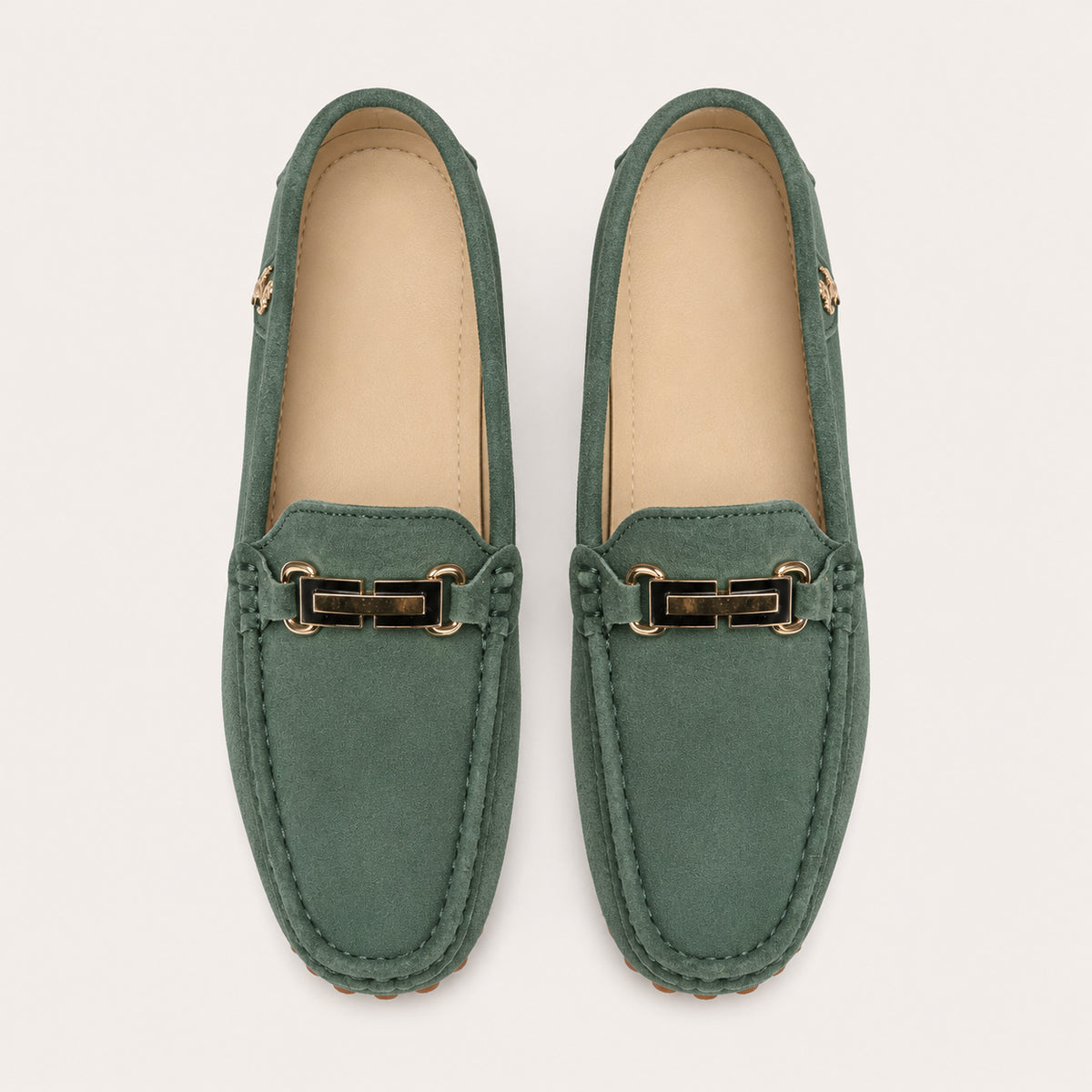 Mocassins Homme En Daim Vert - vue du dessus