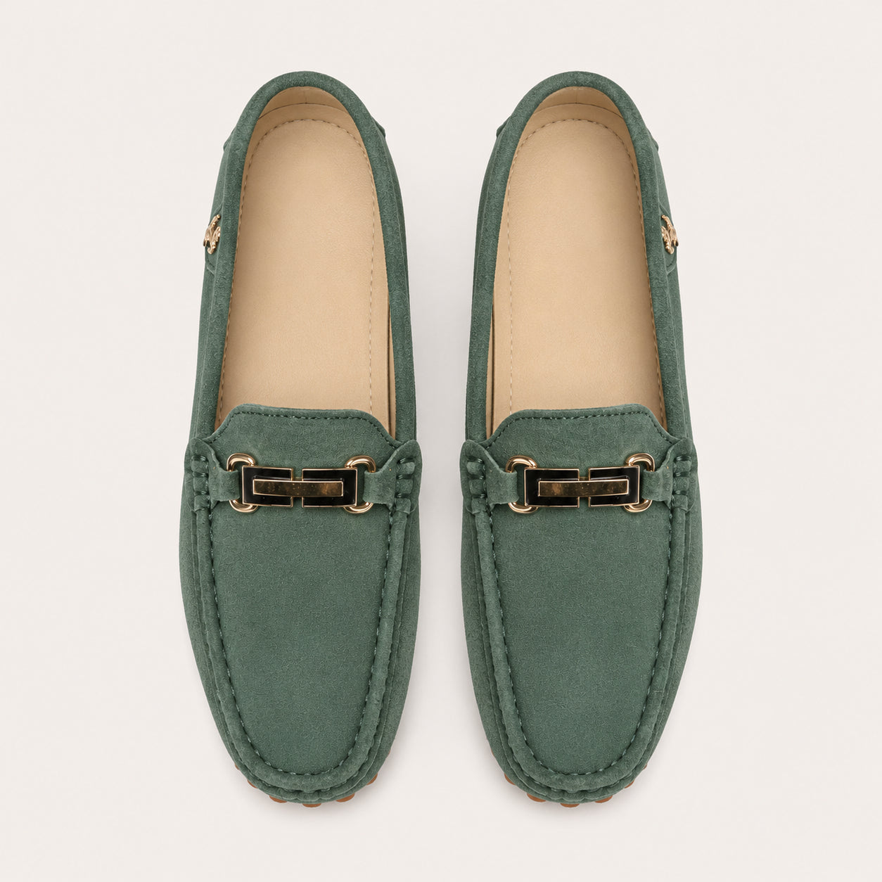 Mocassins Homme En Daim Vert - vue du dessus