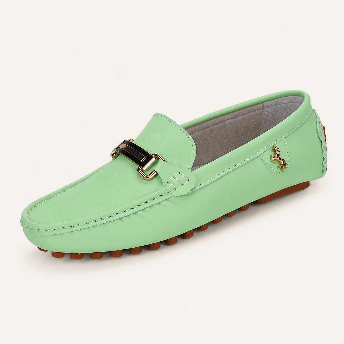 Mocassins Homme En Simili-Cuir Vert - vue 3/4