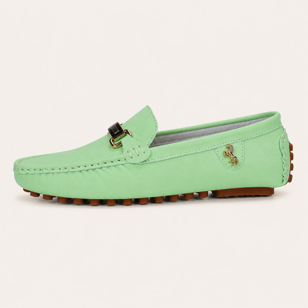 Mocassins Homme En Simili-Cuir Vert - vue de côté