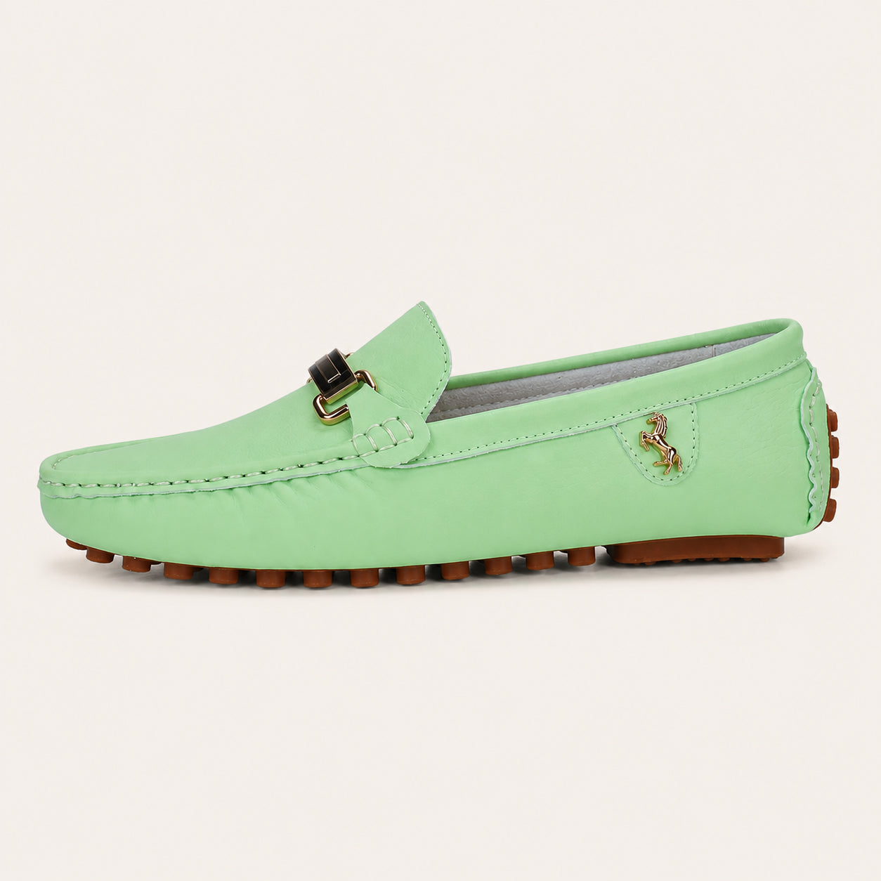 Mocassins Homme En Simili-Cuir Vert - vue de côté