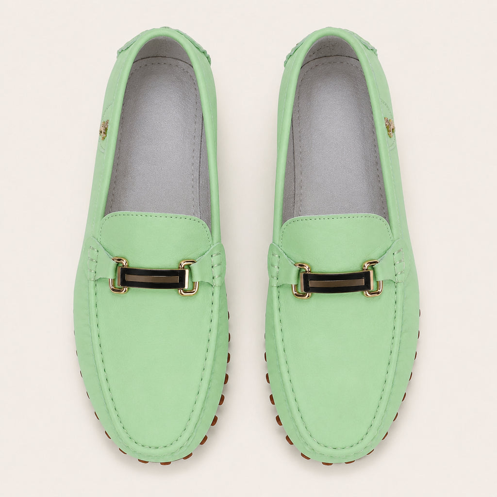 Mocassins Homme En Simili-Cuir Vert - vue du dessus