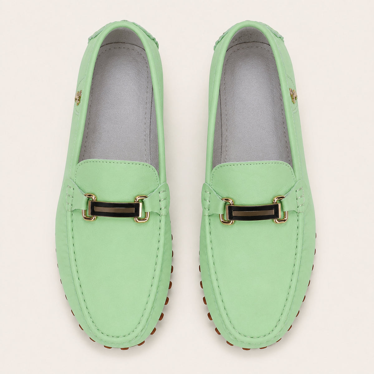 Mocassins Homme En Simili-Cuir Vert - vue du dessus