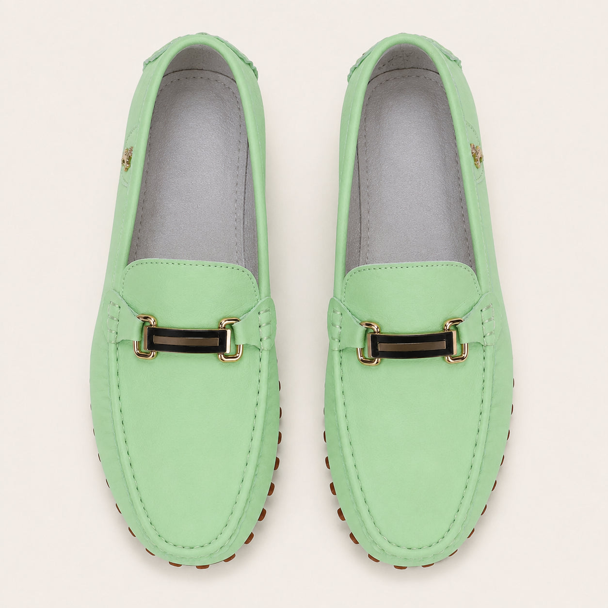 Mocassins Homme En Simili-Cuir Vert - vue du dessus