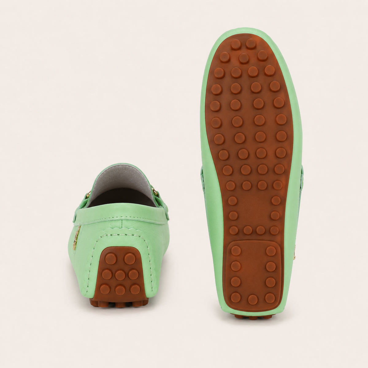 Mocassins Homme En Simili-Cuir Vert - vue de la semelle