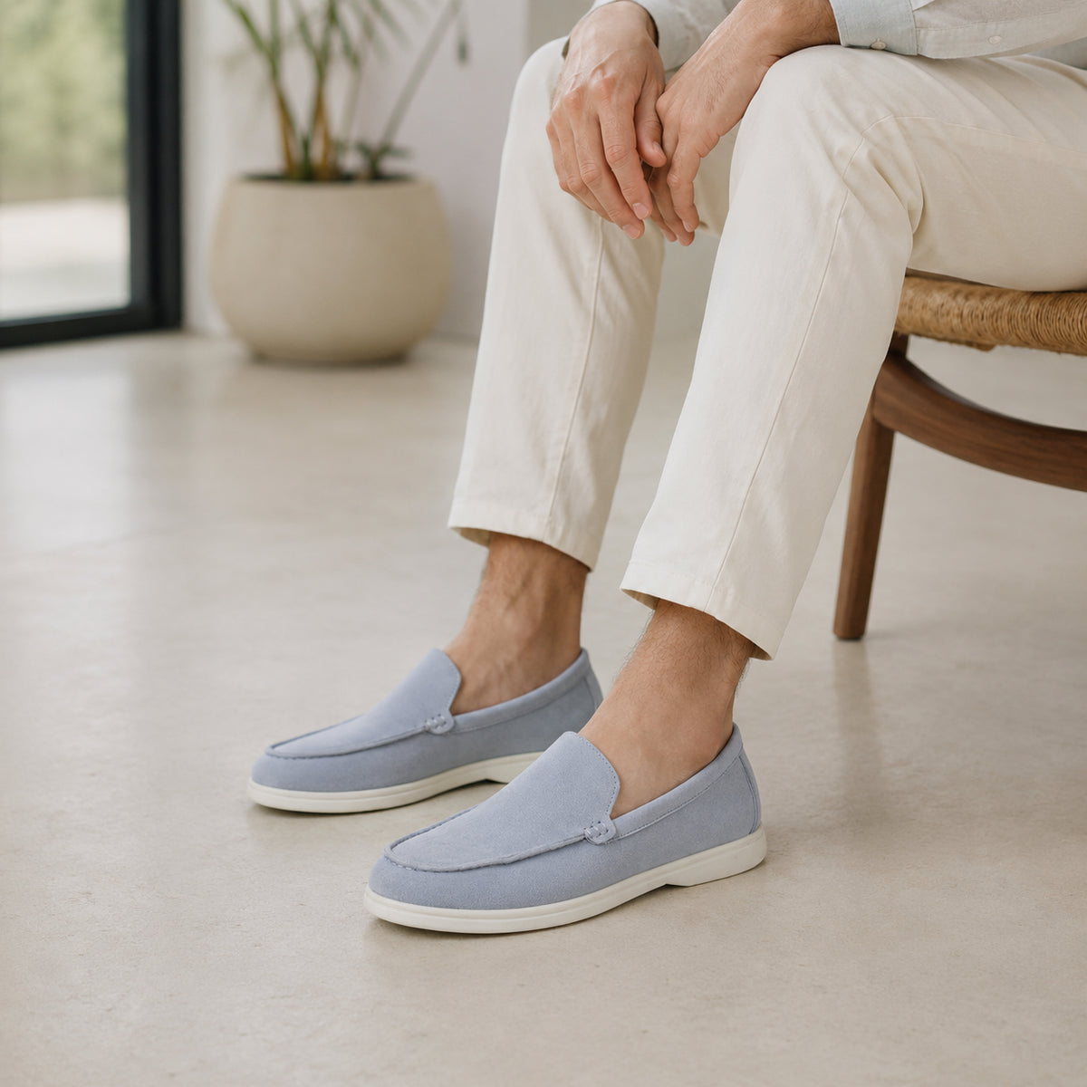 Mocassins Homme En Simili-Daim Sans Lacets - porté