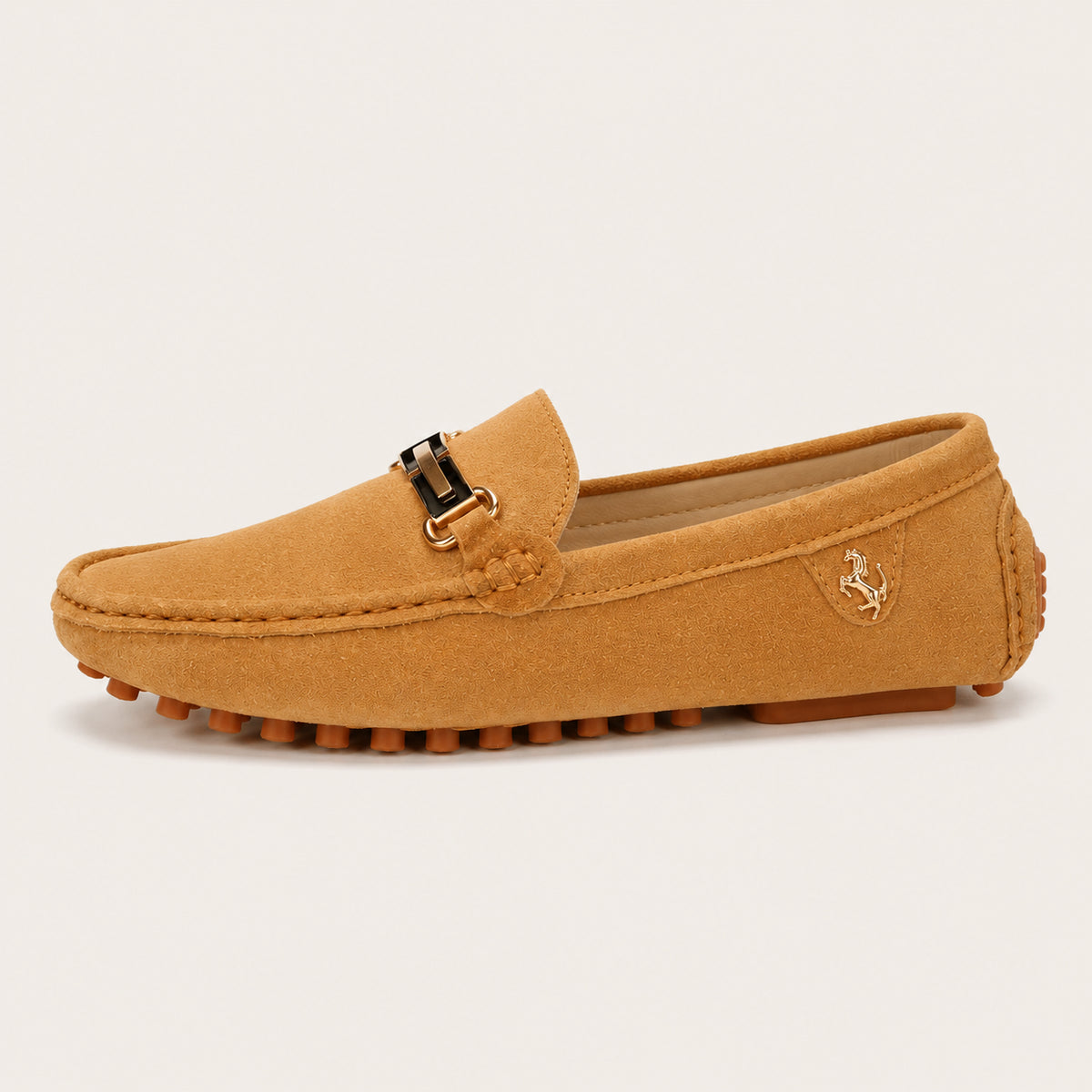 Mocassins Homme En Suède Camel - porté